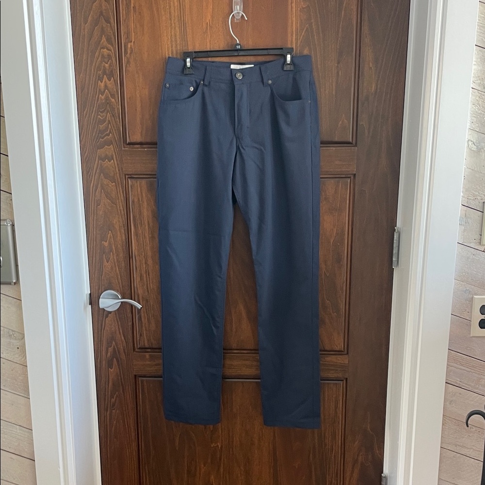Men's Navy Straight-Leg slacks